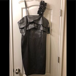 Ayln Paige dark grey metallic one shoulder dress sz 22